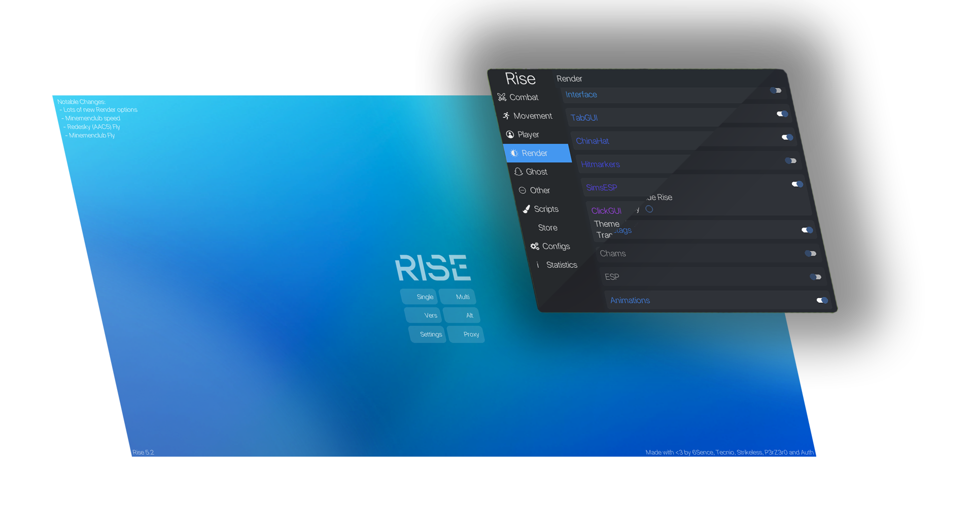 Rise Beautiful main menu and clickgui